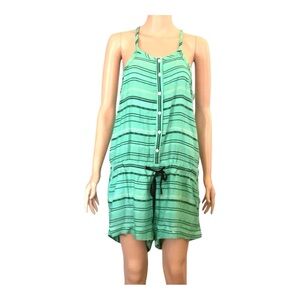 NWT ‘Lagaci’ Women’s Striped Seafoam Sleeveless Romper Size- Large